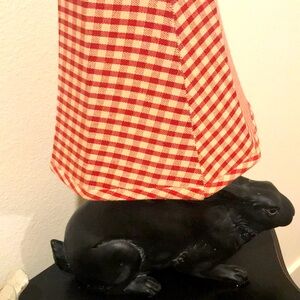 Vintage Primitive Farmhouse Lamp Bunny Country Red Checkered Final Sale